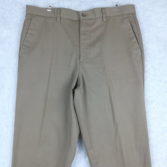 Dockers Mens Dress Pants Flat Front Classic Fit Stretch Waistband Brown 36x34 - Picture 3 of 15